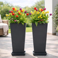 FENCY Set of 2 Tall Planters for Outdoor Plants, 24 Inch Large Tapered Pots by FENCY