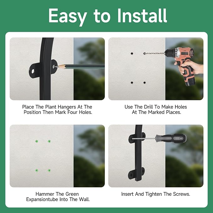 4 Pack 12Inch Plant Hanger, Sturdy Hanging Plant Bracket Hooks Outdoor - Image 7