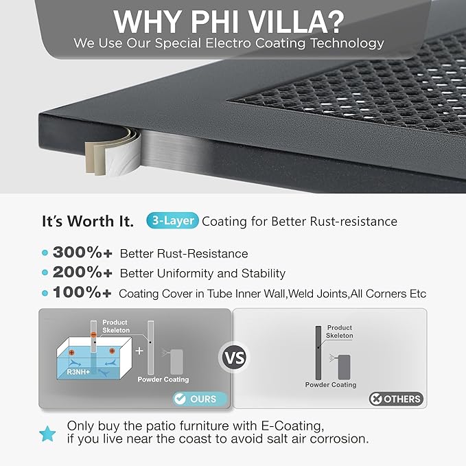 PHI VILLA 37 Inch Outdoor Dining Table Metal Steel Mesh Patio Dining Table - Image 8