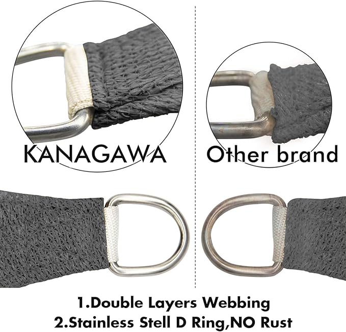 KANAGAWA 6'X12' Dark Gray Custom Size Sun Shade Sail Rectangle UV Block Canopy - Image 5