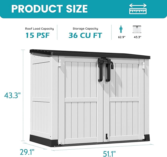 LHBcraft Outdoor Storage Cabinet 36 Cu Ft - Image 6