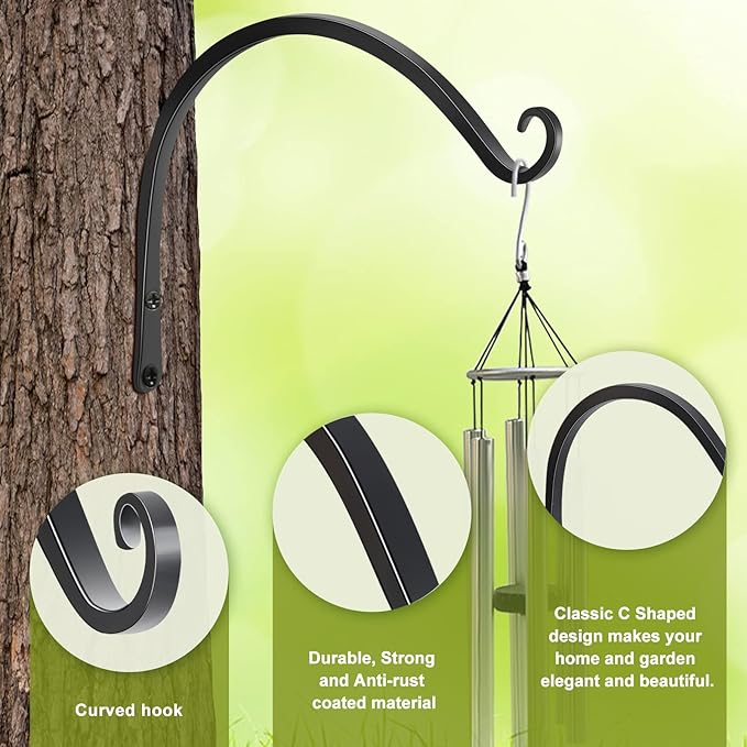 FEED GARDEN 2 Pack 14 Inch Hanging Plant Bracket Wall Hooks Decorative Plant - Image 3