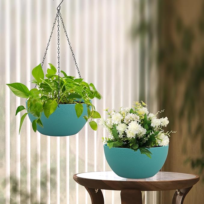 10 inch Hanging Planters for Indoor Outdoor Plants, 2 Pack Hanging Flower Pots - Image 7