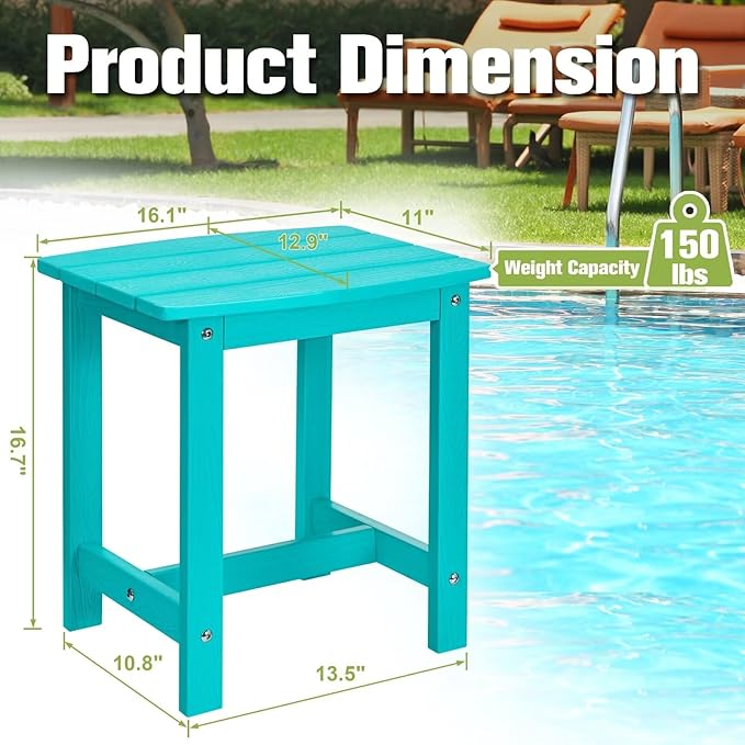 Y&M Outdoor Side Table, HIPS Adirondack Small Single Table, Waterproof Square - Image 3
