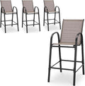 HOMREST Outdoor Bar Height Stools Set of 4, High Back Patio Chairs by HOMREST