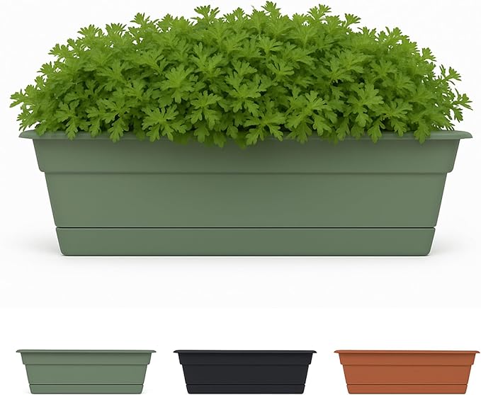 Bloem Dura Cotta 30" Basil Resin Rectangle Window Box Planter by Bloem