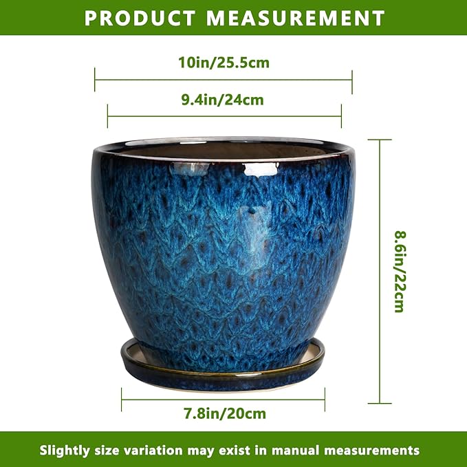 10 Inch Ceramic Planter Pot Round Plant Pot - Image 3