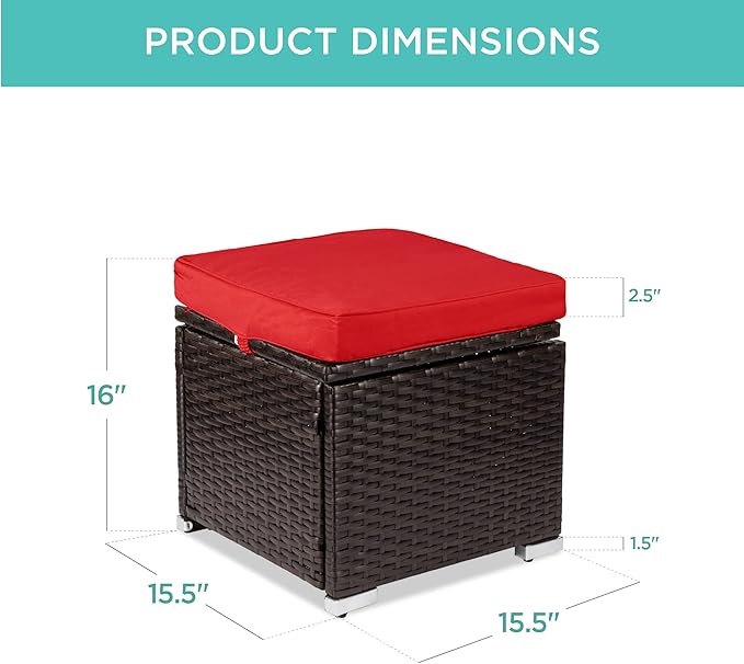 Best Choice Products Set of 2 Wicker Ottomans, Additional Seating, Side Table - Image 3