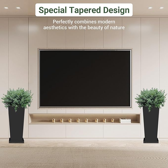 Tall Outdoor Planters Set of 2, 24 inch Tall Planters - Image 4
