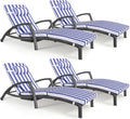 Chaise Lounge Chairs Outdoor Set of 4, Comfy Outside Wicker Patio Pool Lounge by ZZWHOM