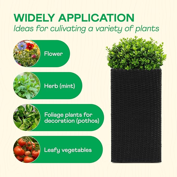 IDZO All-Weather Wicker Planters, 24 in Tall Wicker Planters, Self-Watering - Image 4