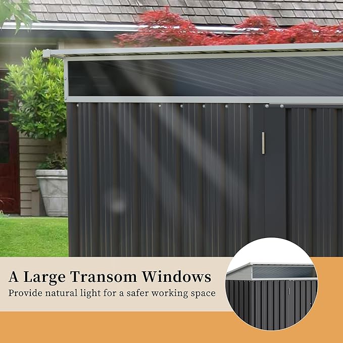 Vongrasig Outdoor Storage Shed, 6 x 4 FT Outside Metal Garden Shed - Image 4