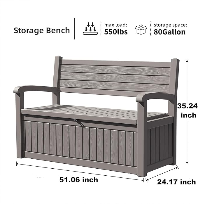 DRATO 75 Gallon Storage Bench Deck Box Outdoor Indoor, Lockable Durable - Image 2