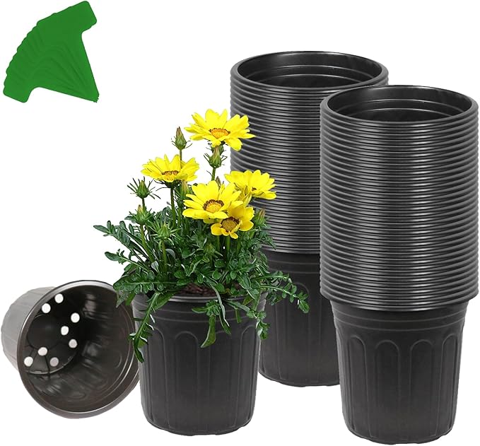 60-Packs 1 Gallon-S Flexible Plastic Plant Nursery Pots by Niiiice
