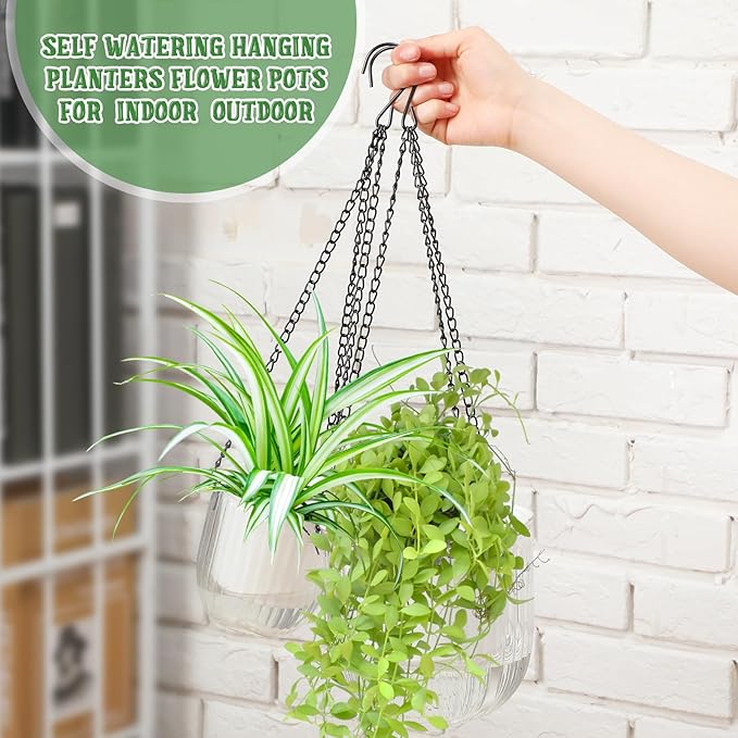 Maxcheck 4 Pcs Self Watering Hanging Planters Indoor Gift 6.5'' 4.5'' Hanging - Image 3