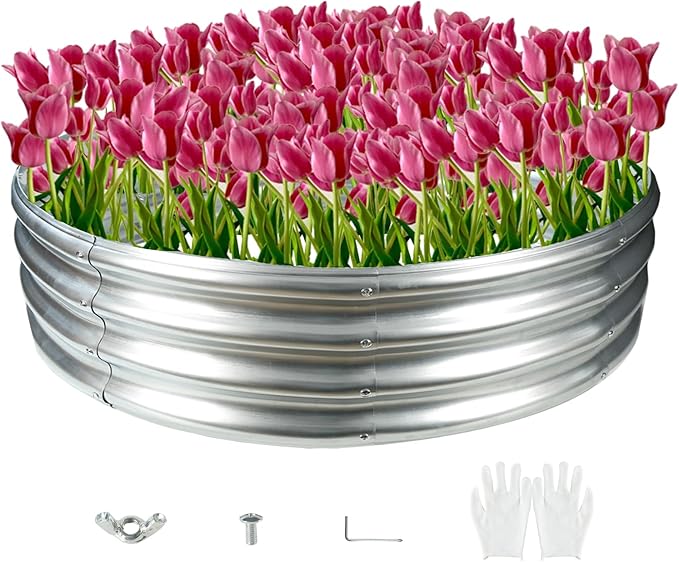 Durable Round Galvanized Steel Raised Garden Bed by zbzbml
