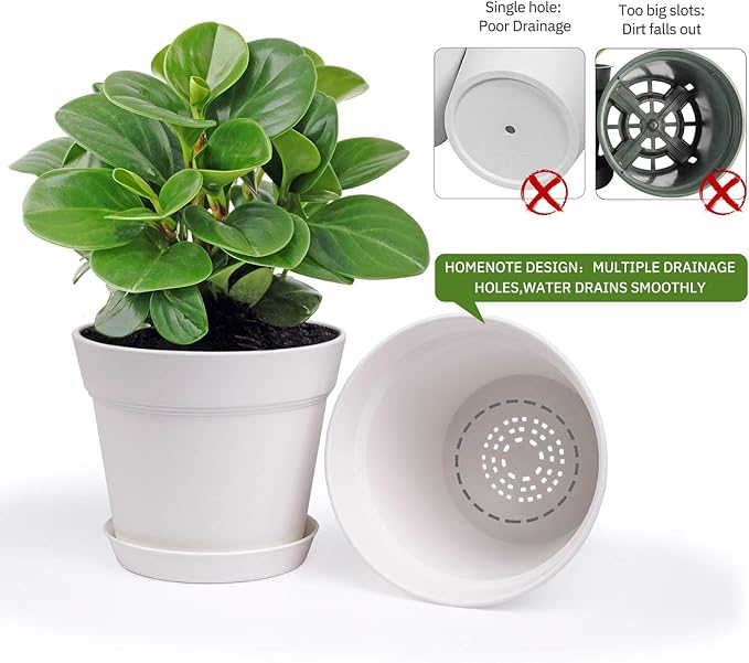 homenote Pots for Plants, 15 Pack 6 Inch Plastic Planters - Image 6