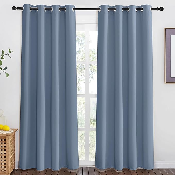 NICETOWN Stone Blue Blackout Doorway Curtain 80 inches Long - Image 2