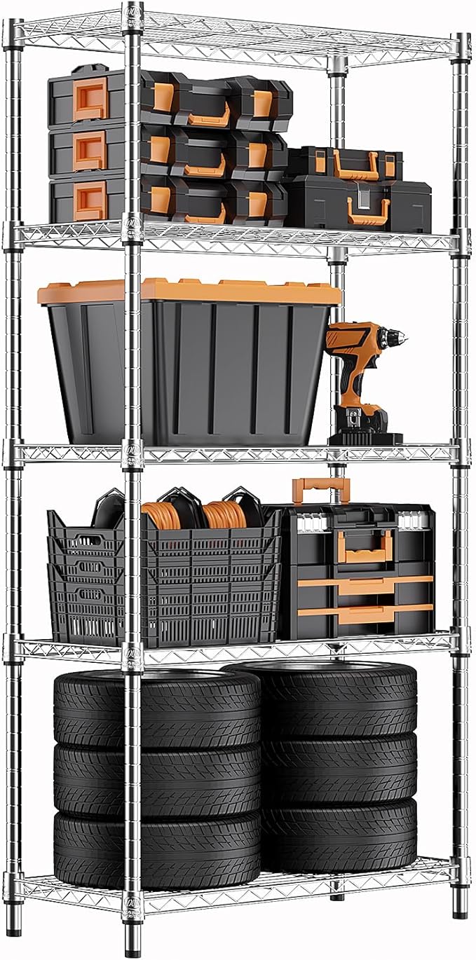 1250 lbs Steel Heavy Duty 5-Tier Utility Shelving Unit Steel Organizer Wire Rack by MEIGAOPLASTICANDMETALHKCOLIMITED