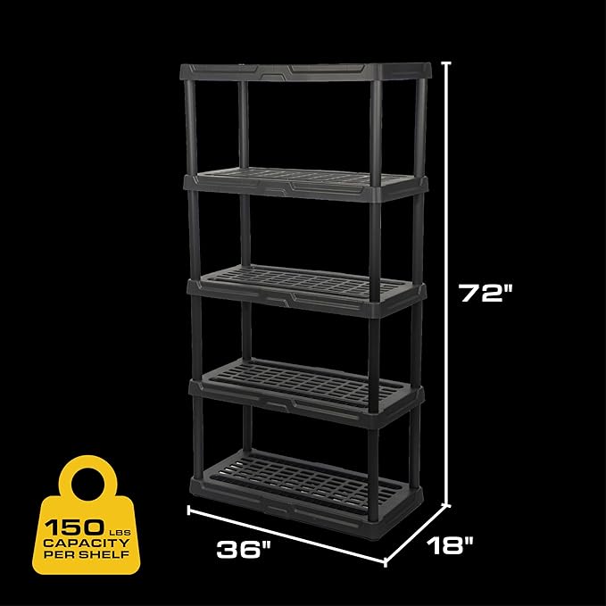 CX 5-Tier Heavy Duty Plastic Storage Shelves that Support up to 150lbs/shelf - Image 3