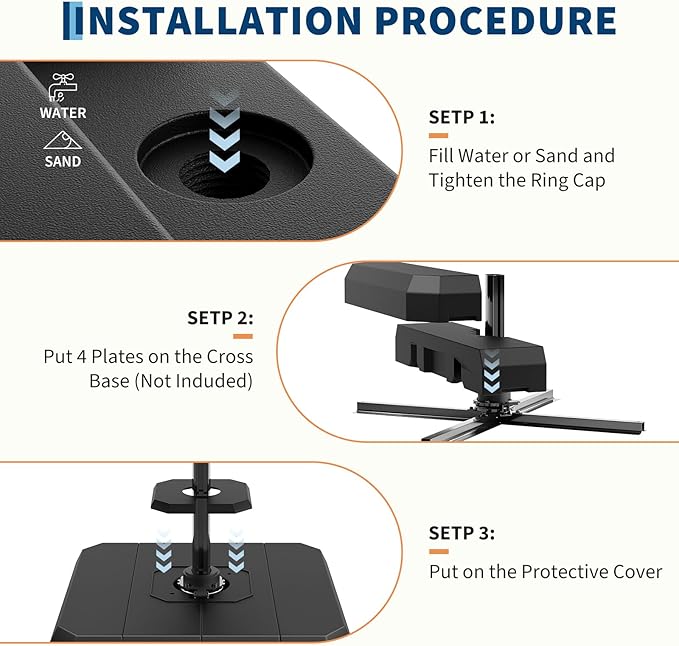 Garvee 4Pcs Patio Umbrella Base 330lb Capacity Cantilever Umbrellas Weight - Image 6