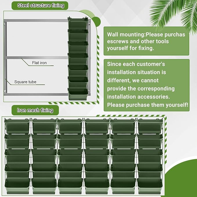 30 Set 60 Pocket Vertical Stackable Wall Planters Kit Outdoor Self Watering - Image 5
