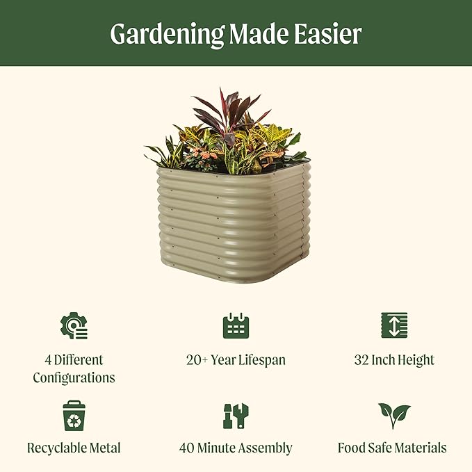 32" Extra Tall Raised Garden Bed Kits, 3.5 x 3.5 x 2.7ft Raised Planter Box - Image 2