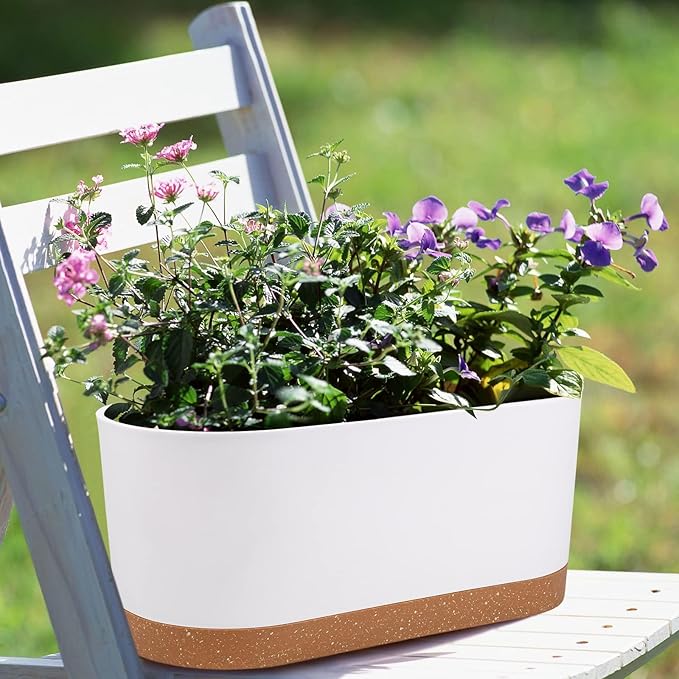 QCQHDU 16" L x 7.6" W x 7" H Window Planter Box, 2 Pack Self Watering Pots - Image 5