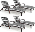 Chaise Lounge Chairs Outdoor Set of 4, Comfy Outside Wicker Patio Pool Lounge by ZZWHOM