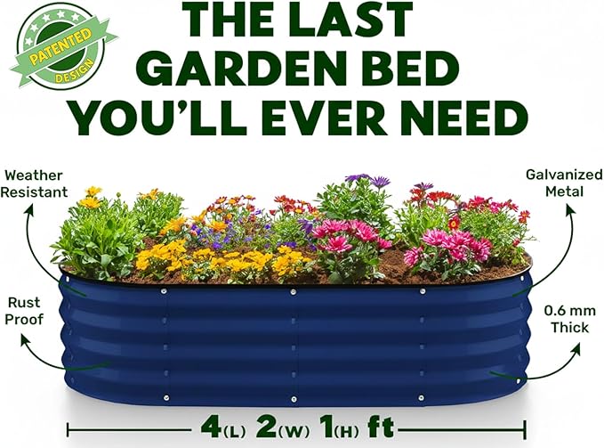 Plant & Plot Galvanized Raised Garden Beds Outdoor // 4×2×1 ft Planter Raised - Image 5