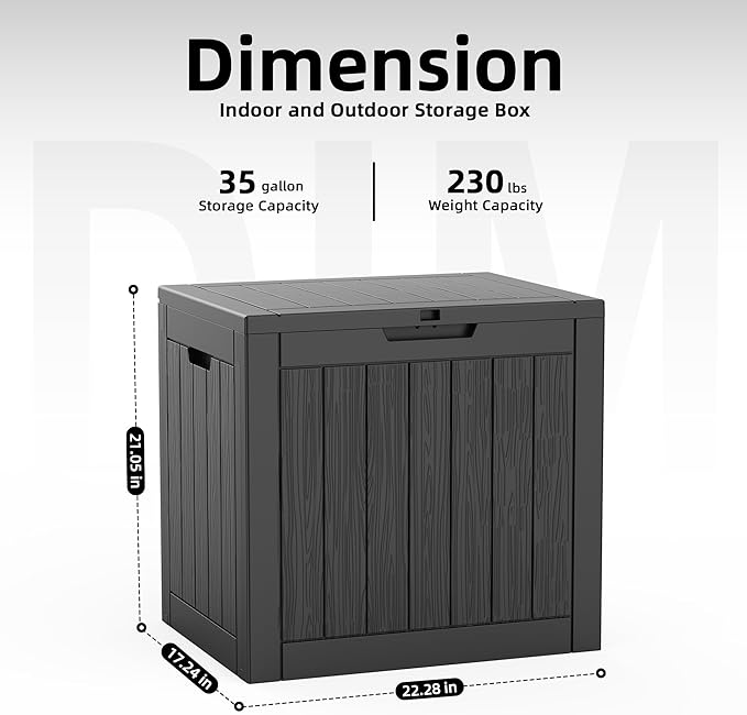 35 Gallon Outdoor Deck Box, Lockable Waterproof Outdoor Storage Boxes - Image 2
