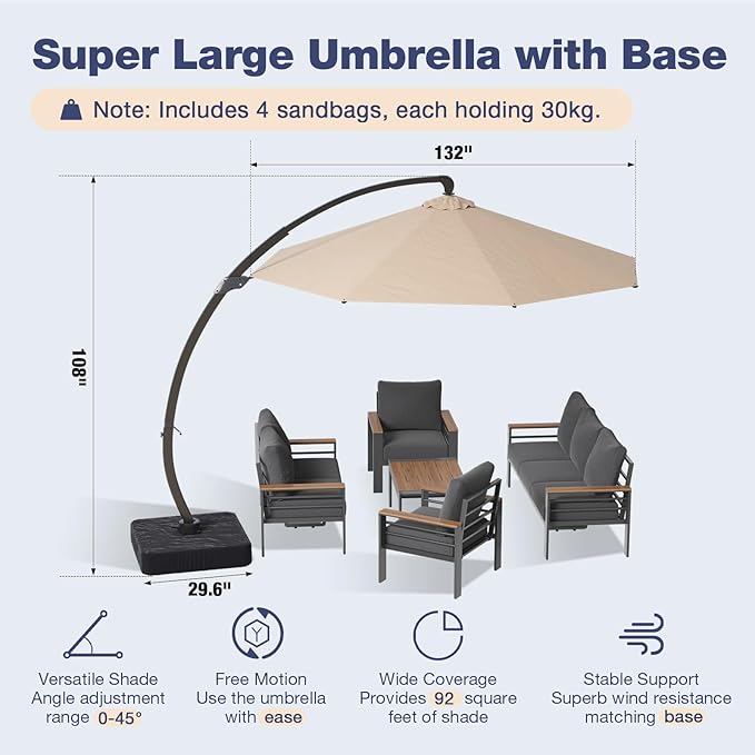 Aoxun Aluminum Patio Furniture Set - Image 6