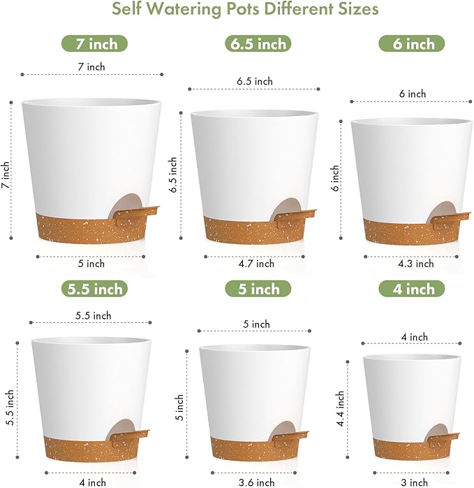 7/6.5/6/5.5/5/4 inch Self Watering Pots - Image 2
