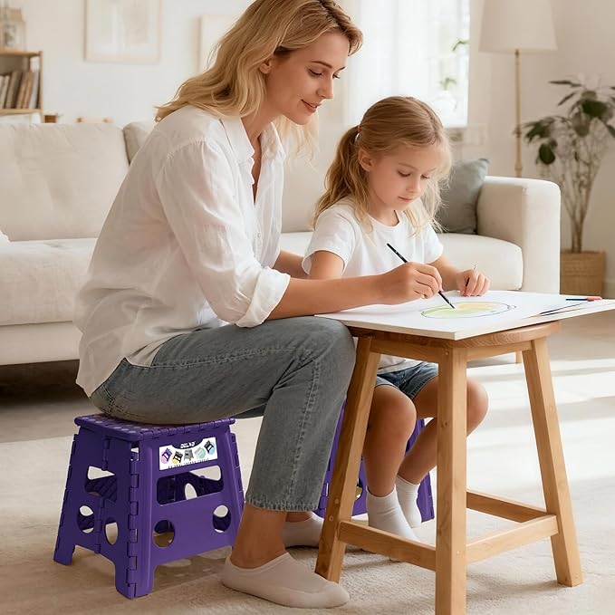 Delxo Folding Step Stool, 13 inch Non-Slip Foldable Stools Up to 300 LBS - Image 5