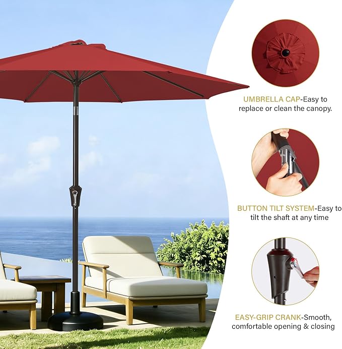 MEWAY 9ft Patio Umbrella Outdoor Table Umbrellas - Image 6