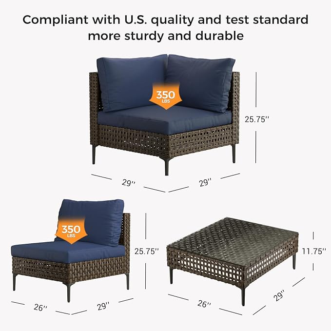 Grand patio Wicker Patio Furniture Set, All Weather Outdoor Sectional Sofa - Image 9
