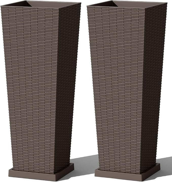 Greesum Set of 2 Tall Plastic Planters by BuynowfromGreesum