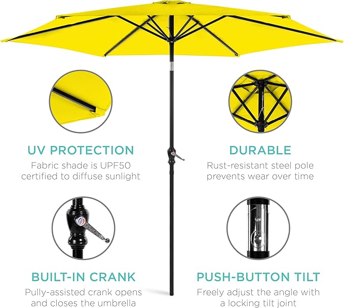 Best Choice Products 10ft Outdoor Table Compatible Steel Polyester Market Patio - Image 5