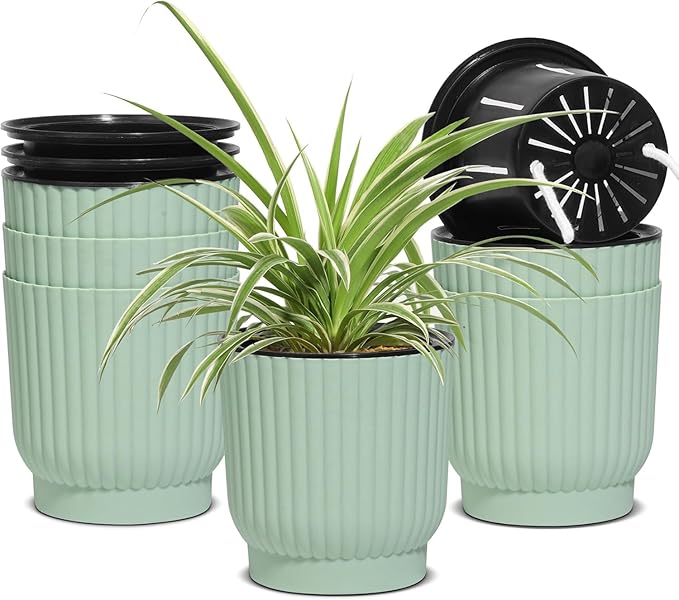 T4U 4.5 Inch Plant Pots Self Watering, 6 Pack African Violet Pots, Small Plant by T4U