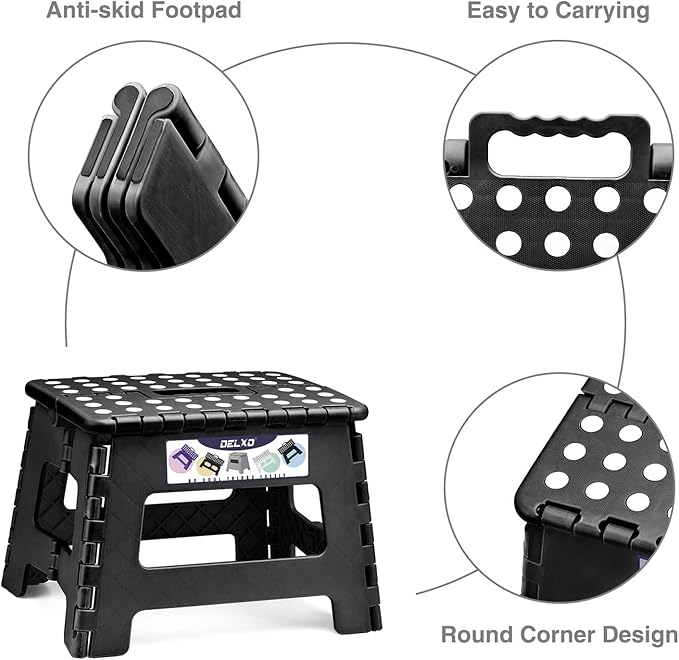 Delxo 9 Inch Folding Step Stool, Portable Collapsible Step Stool - Image 3