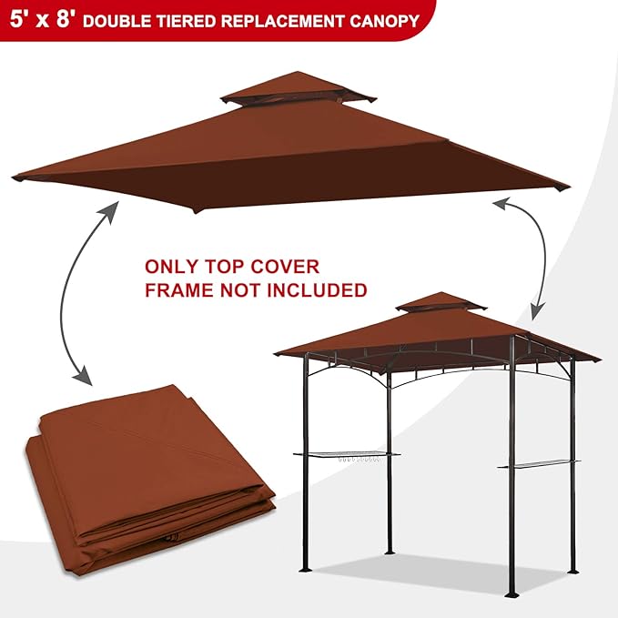 Eurmax USA High Performance Grill Gazebo Canopy Replacement Cover 5x8 BBQ - Image 2
