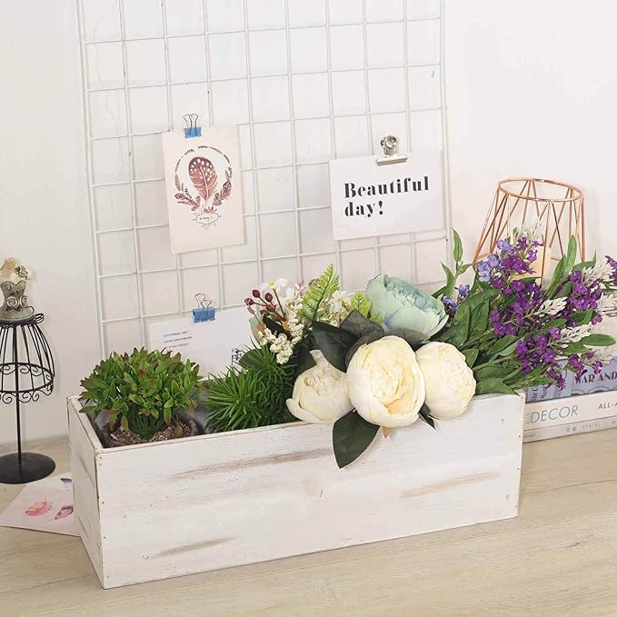 Efavormart 18"x6" Whitewash Wood Planter Box by efavormart