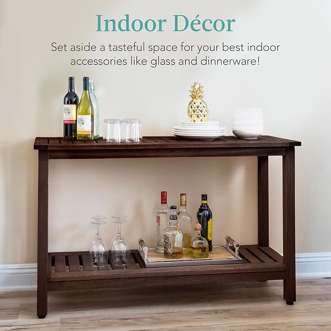 Best Choice Products 48in 2-Shelf Eucalyptus Wooden Console Table Indoor - Image 4