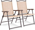 Giantex Set of 2 Patio Folding Chairs, Outdoor Patio Dining Chairs w/Armrest by Giantex