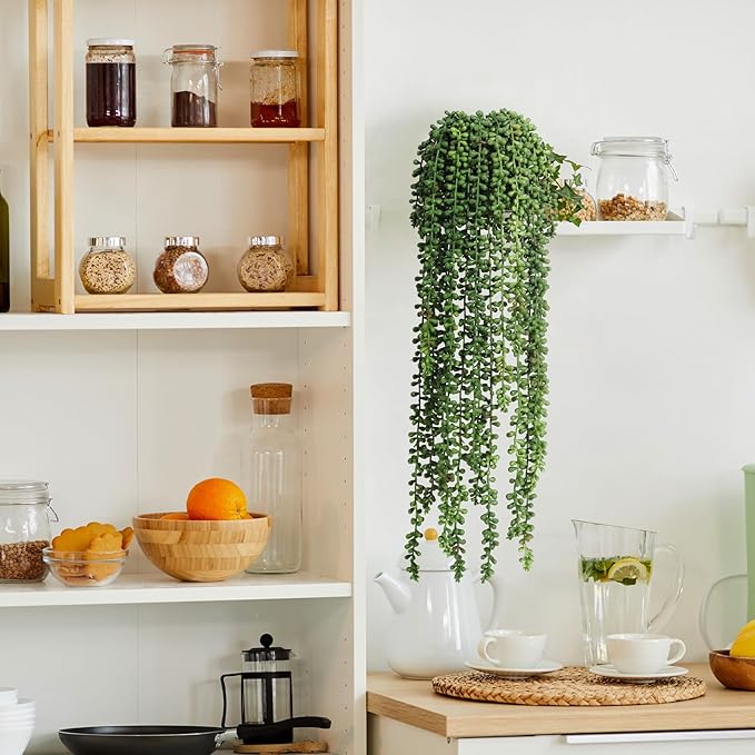 10 Pcs Artificial Succulents Hanging Plants, Fake String of Pearls Greenery - Image 7