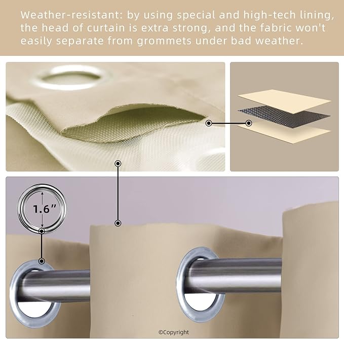 Waterproof Outdoor Curtain W52 x L84 - Image 3