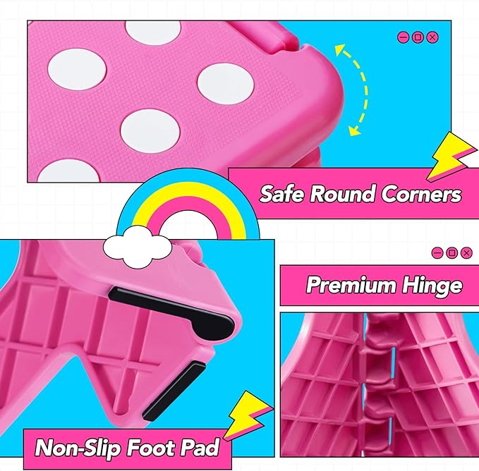 Delxo Folding Step Stool 9 inch Non-Slip Foldable Stools Up to 300 LBS Kids - Image 3