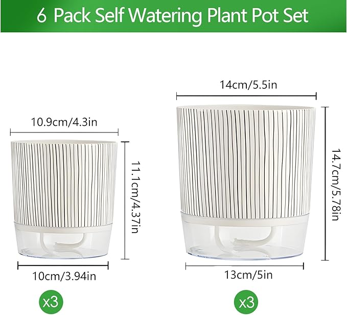 6 Pack Self Watering Pots for Indoor Plants, Flower Planters - Image 2