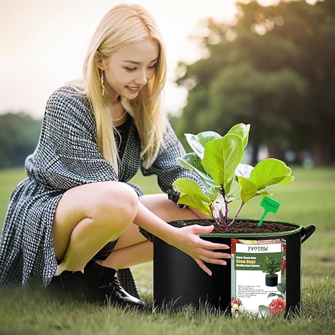 3-Pack 15 Gallon Plant Grow Bags, Thickened Nonwoven Fabric Pots - Image 8