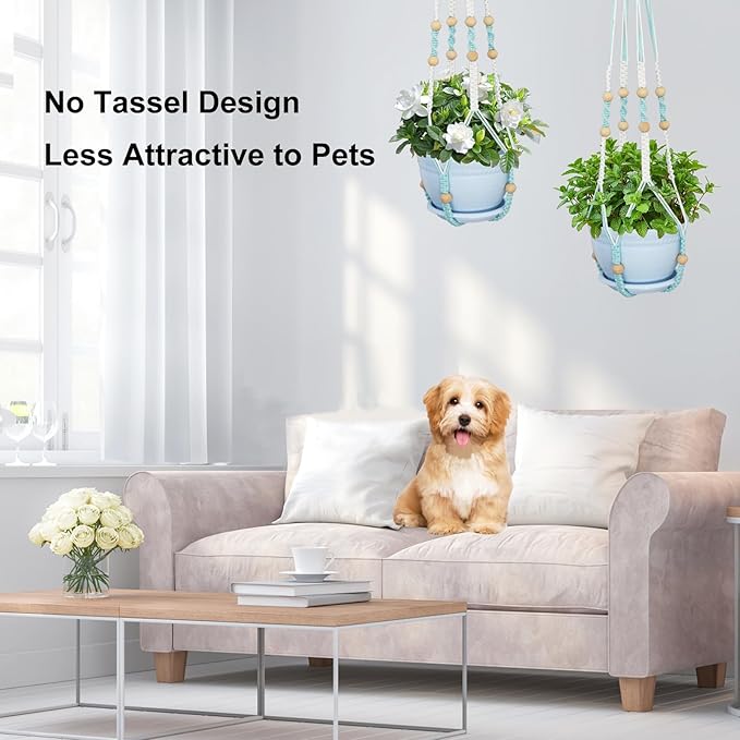 Macrame Plant Hanger with Pot, 3 Set Hanging Planters - Image 6